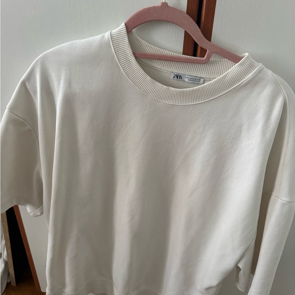 Zara Off-White Ribbed Top